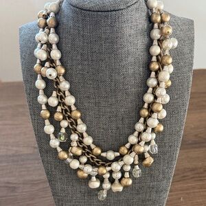Elegant Pearl and Gold Beaded Necklace